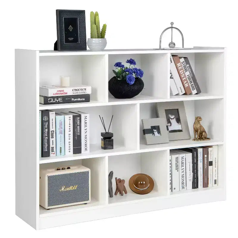 Costway 3-tier Open Bookcase 8-Cube Bookshelf Storage Display Cabinet French Oak Gray/White/Yellow/Natural/Blue/Green