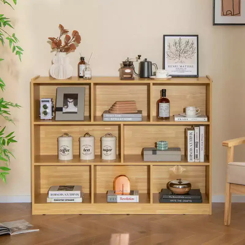 Costway 3-tier Open Bookcase 8-Cube Bookshelf Storage Display Cabinet French Oak Gray/White/Yellow/Natural/Blue/Green