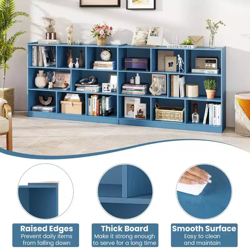 Costway 3-tier Open Bookcase 8-Cube Bookshelf Storage Display Cabinet French Oak Gray/White/Yellow/Natural/Blue/Green