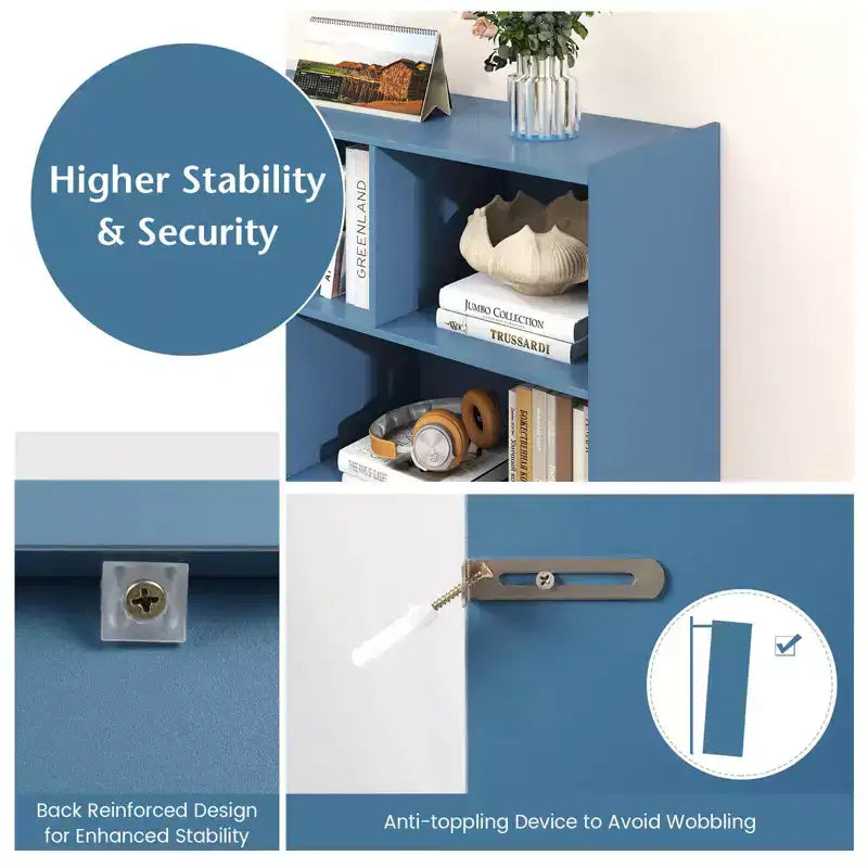 Costway 3-tier Open Bookcase 8-Cube Bookshelf Storage Display Cabinet French Oak Gray/White/Yellow/Natural/Blue/Green