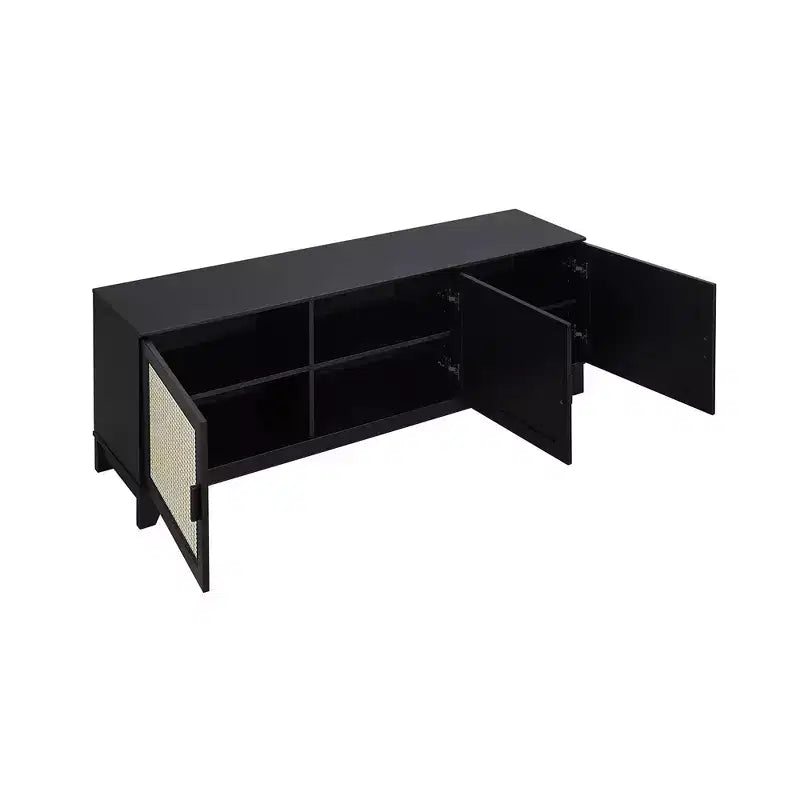 Sheridan Modern 6 Shelf Cane TV Stand for TVs up to 55" - Manhattan Comfort