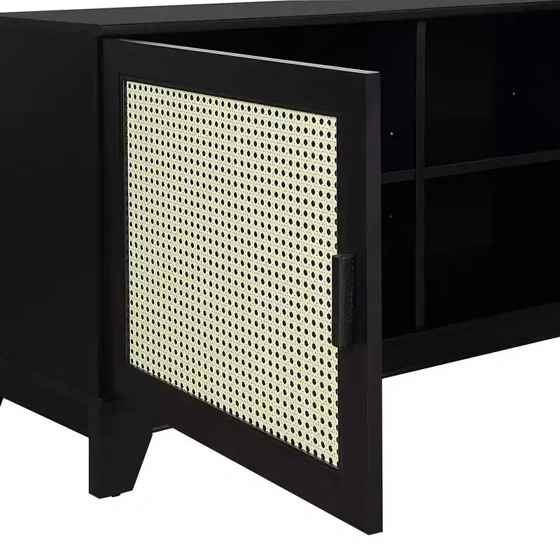 Sheridan Modern 6 Shelf Cane TV Stand for TVs up to 55" - Manhattan Comfort