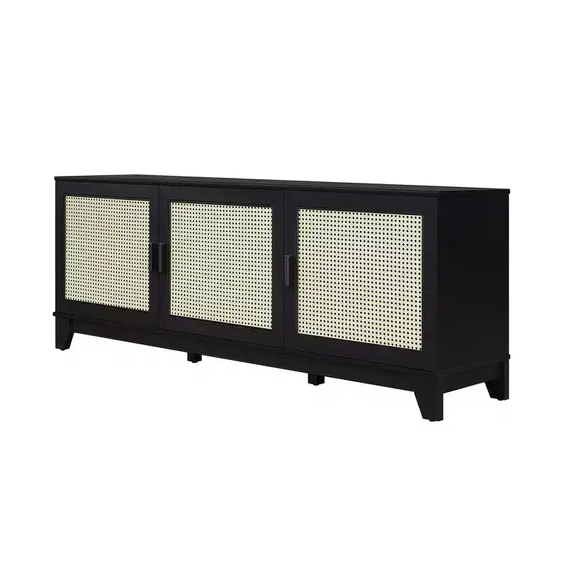 Sheridan Modern 6 Shelf Cane TV Stand for TVs up to 55" - Manhattan Comfort