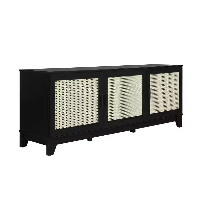 Sheridan Modern 6 Shelf Cane TV Stand for TVs up to 55" - Manhattan Comfort