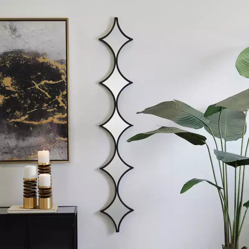 Contemporary Metal Geometric Wall Mirror with Diamond Pattern - Olivia & May