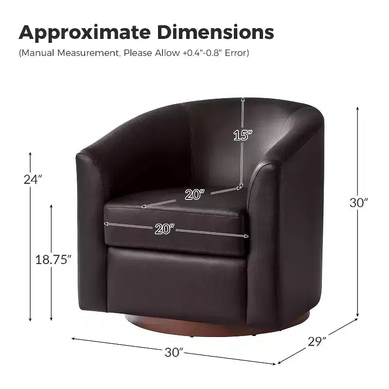 Set of 2 Jessie 30.5 Wide Modern Swivel Barrel Faux Leather Chair with Solid Wood Base|ART OF LIVING DESIGNS