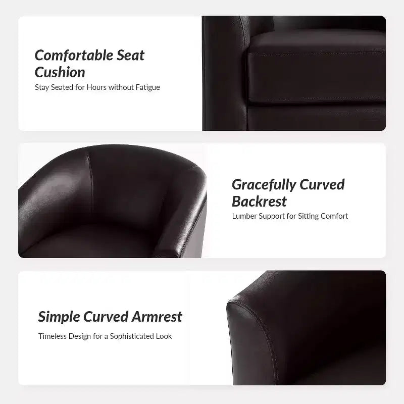 Set of 2 Jessie 30.5 Wide Modern Swivel Barrel Faux Leather Chair with Solid Wood Base|ART OF LIVING DESIGNS