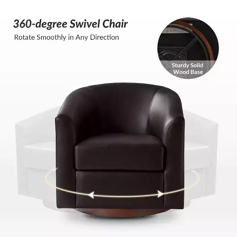 Set of 2 Jessie 30.5 Wide Modern Swivel Barrel Faux Leather Chair with Solid Wood Base|ART OF LIVING DESIGNS