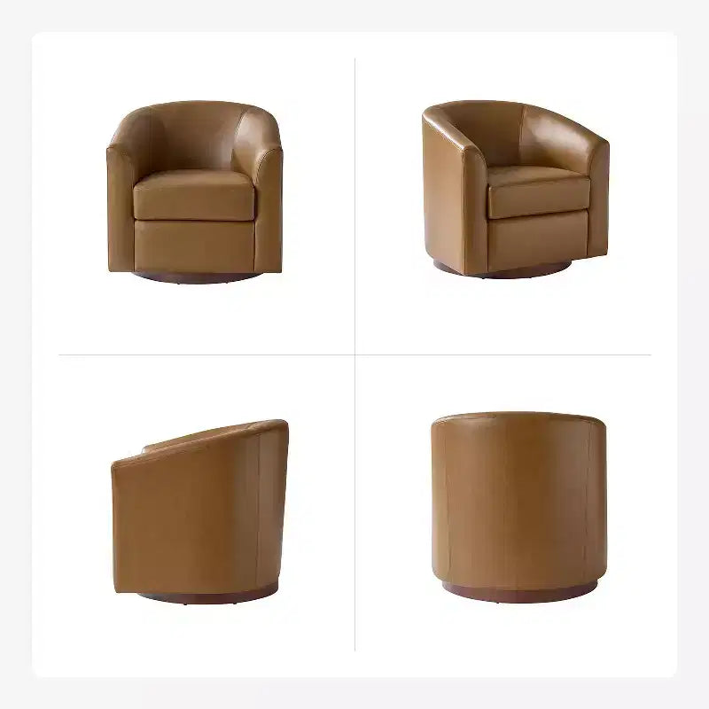 Set of 2 Jessie 30.5 Wide Modern Swivel Barrel Faux Leather Chair with Solid Wood Base|ART OF LIVING DESIGNS