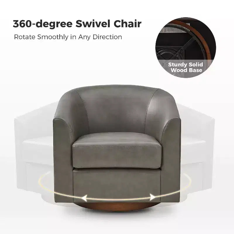 Set of 2 Jessie 30.5 Wide Modern Swivel Barrel Faux Leather Chair with Solid Wood Base|ART OF LIVING DESIGNS