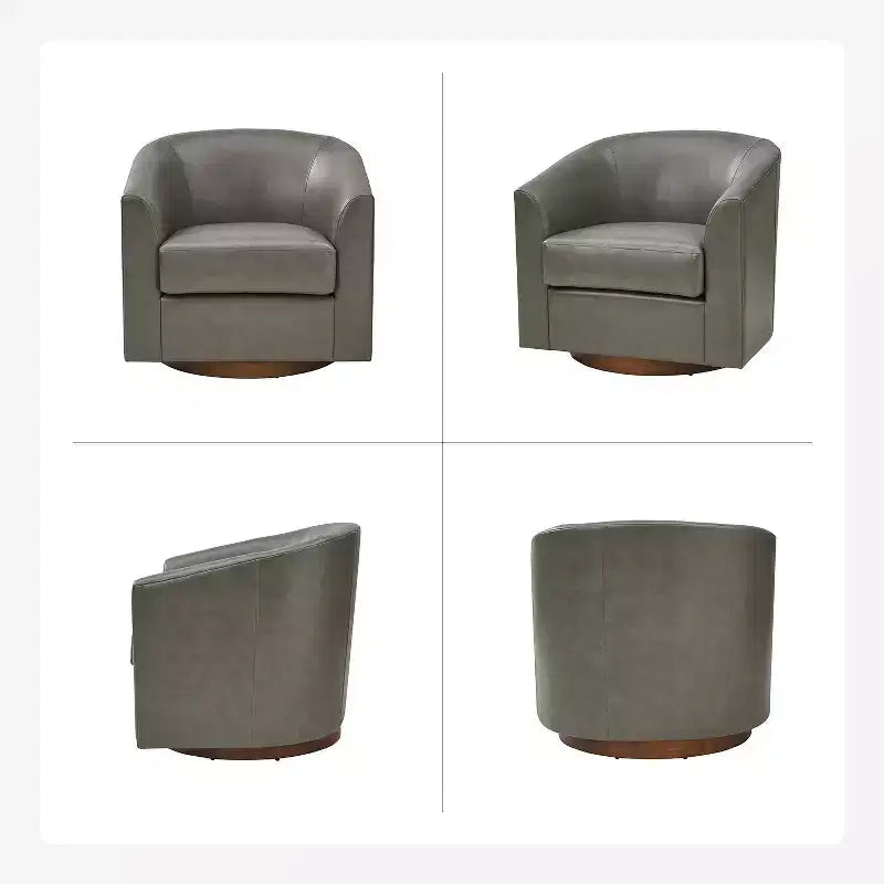 Set of 2 Jessie 30.5 Wide Modern Swivel Barrel Faux Leather Chair with Solid Wood Base|ART OF LIVING DESIGNS