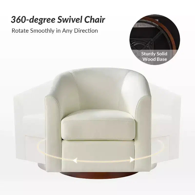 Set of 2 Jessie 30.5 Wide Modern Swivel Barrel Faux Leather Chair with Solid Wood Base|ART OF LIVING DESIGNS