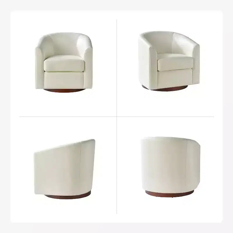 Set of 2 Jessie 30.5 Wide Modern Swivel Barrel Faux Leather Chair with Solid Wood Base|ART OF LIVING DESIGNS