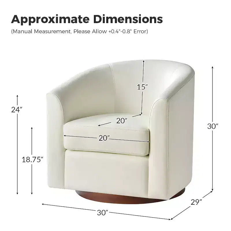 Set of 2 Jessie 30.5 Wide Modern Swivel Barrel Faux Leather Chair with Solid Wood Base|ART OF LIVING DESIGNS