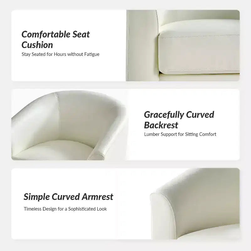 Set of 2 Jessie 30.5 Wide Modern Swivel Barrel Faux Leather Chair with Solid Wood Base|ART OF LIVING DESIGNS