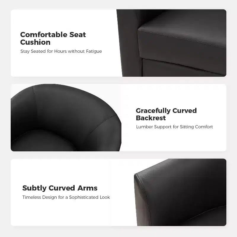 Set of 2 Jessie 30.5 Wide Modern Swivel Barrel Faux Leather Chair with Solid Wood Base|ART OF LIVING DESIGNS