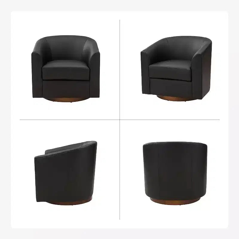 Set of 2 Jessie 30.5 Wide Modern Swivel Barrel Faux Leather Chair with Solid Wood Base|ART OF LIVING DESIGNS