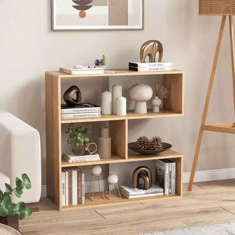 Costway 3-Shelf Concave/Convex Bookshelf Room Organizer with Anti-Toppling Device Freestanding