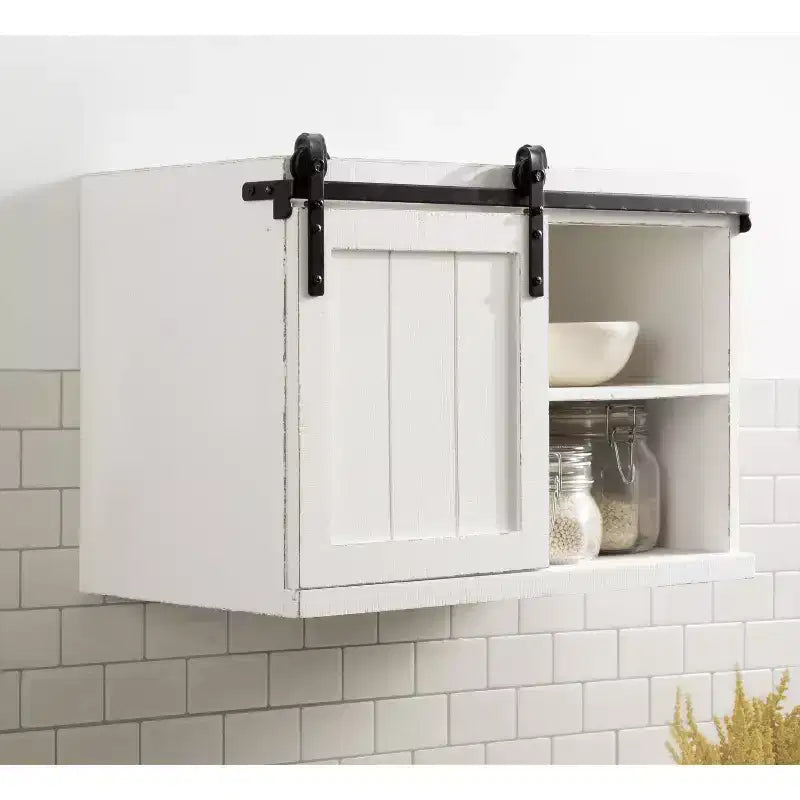 Kate and Laurel Cates Wood Floating Side Table with Cabinet