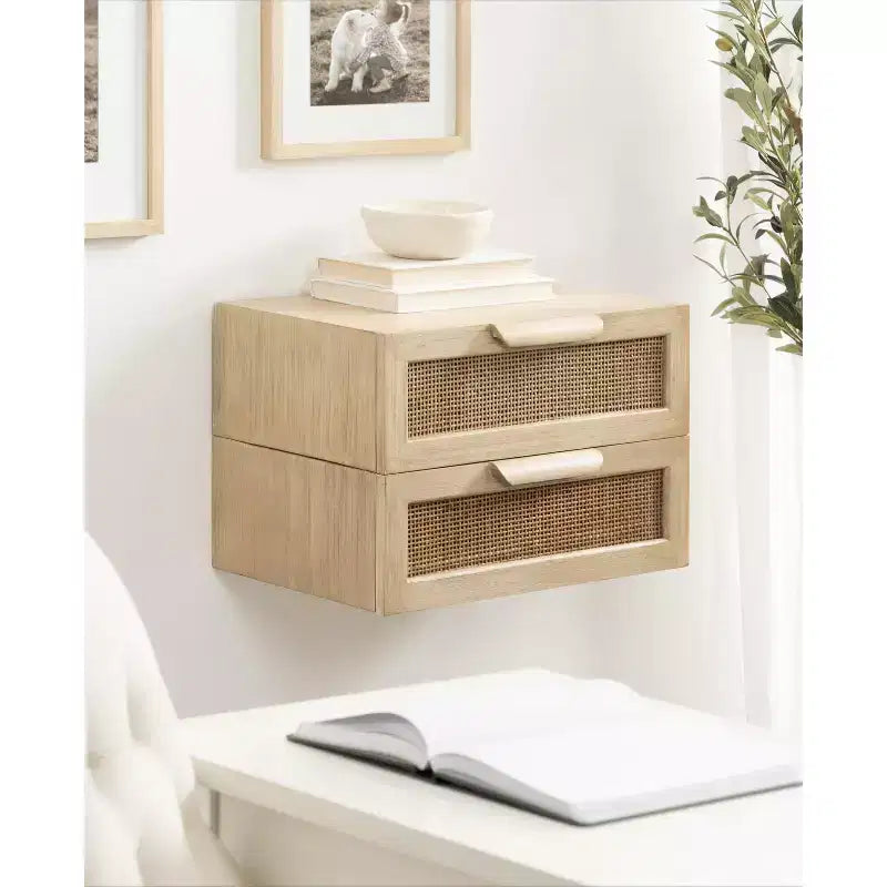 Kate and Laurel Ori Floating Side Table Rattan