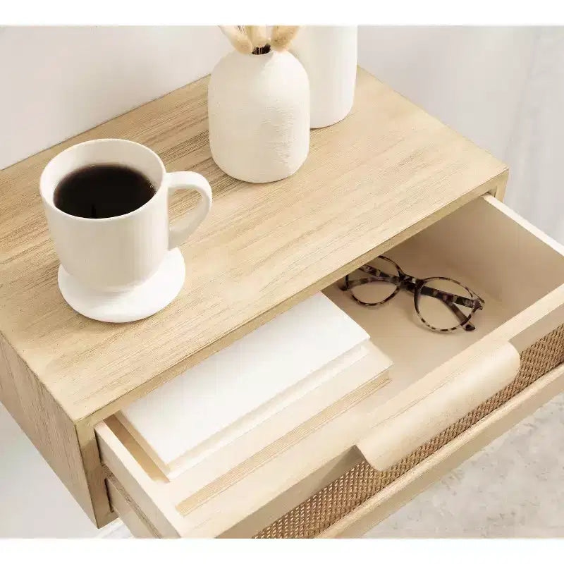 Kate and Laurel Ori Floating Side Table Rattan