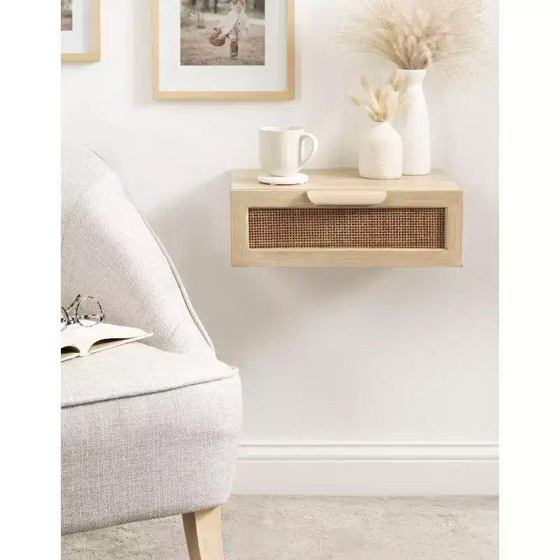 Kate and Laurel Ori Floating Side Table Rattan