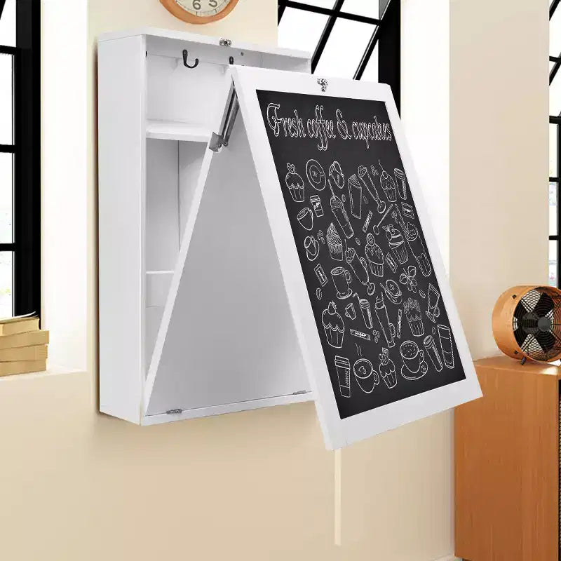 Costway Wall Mounted Table Fold Out Convertible Desk with A Blackboard/Chalkboard Black\Brown\White\Grey