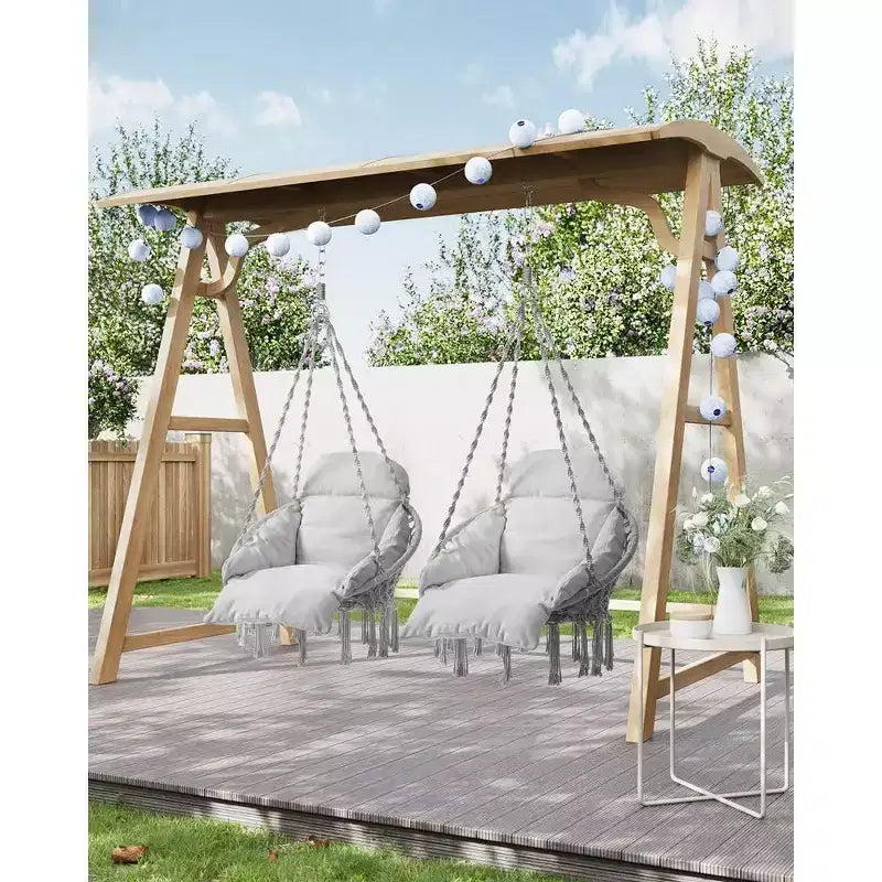 SONGMICS Hanging Chair, Hammock Chair with Large, Thick Cushion, Boho Swing Chair