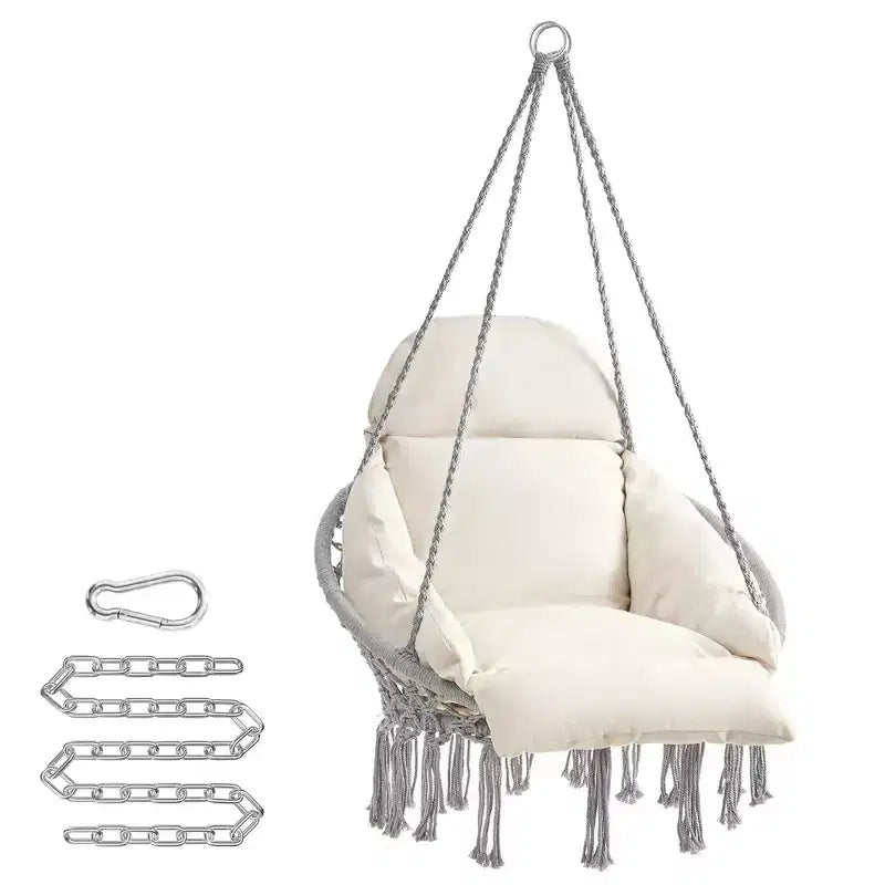 SONGMICS Hanging Chair, Hammock Chair with Large, Thick Cushion, Boho Swing Chair