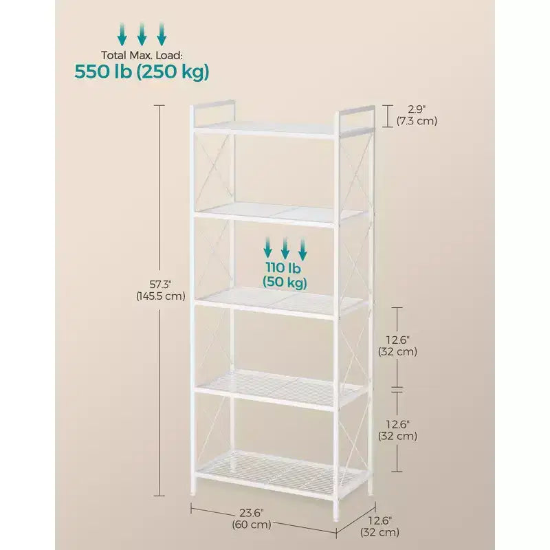 SONGMICS 5-Tier Storage Shelf Shelving Unit and Storage Kitchen Storage Garage Storage Metal Shelf for Entryway Kitchen Living Room Black