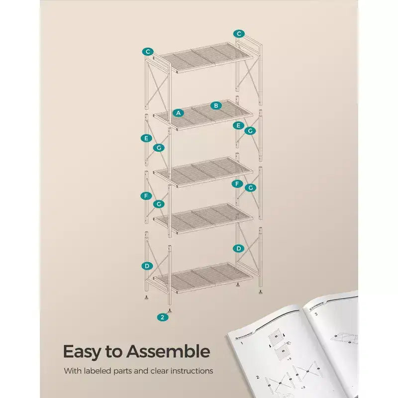 SONGMICS 5-Tier Storage Shelf Shelving Unit and Storage Kitchen Storage Garage Storage Metal Shelf for Entryway Kitchen Living Room Black