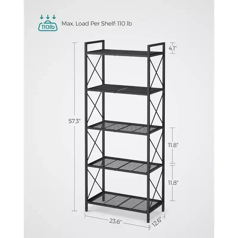 SONGMICS 5-Tier Storage Shelf Shelving Unit and Storage Kitchen Storage Garage Storage Metal Shelf for Entryway Kitchen Living Room Black