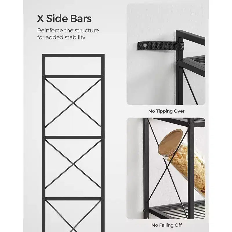 SONGMICS 5-Tier Storage Shelf Shelving Unit and Storage Kitchen Storage Garage Storage Metal Shelf for Entryway Kitchen Living Room Black