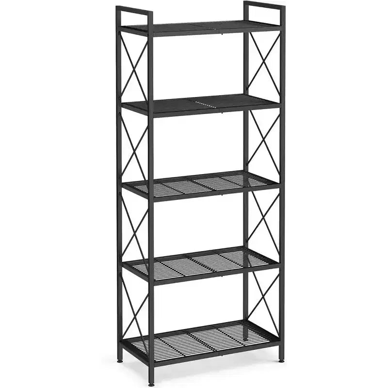 SONGMICS 5-Tier Storage Shelf Shelving Unit and Storage Kitchen Storage Garage Storage Metal Shelf for Entryway Kitchen Living Room Black