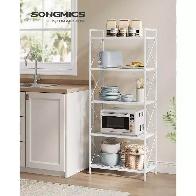 SONGMICS 5-Tier Storage Shelf Shelving Unit and Storage Kitchen Storage Garage Storage Metal Shelf for Entryway Kitchen Living Room Black