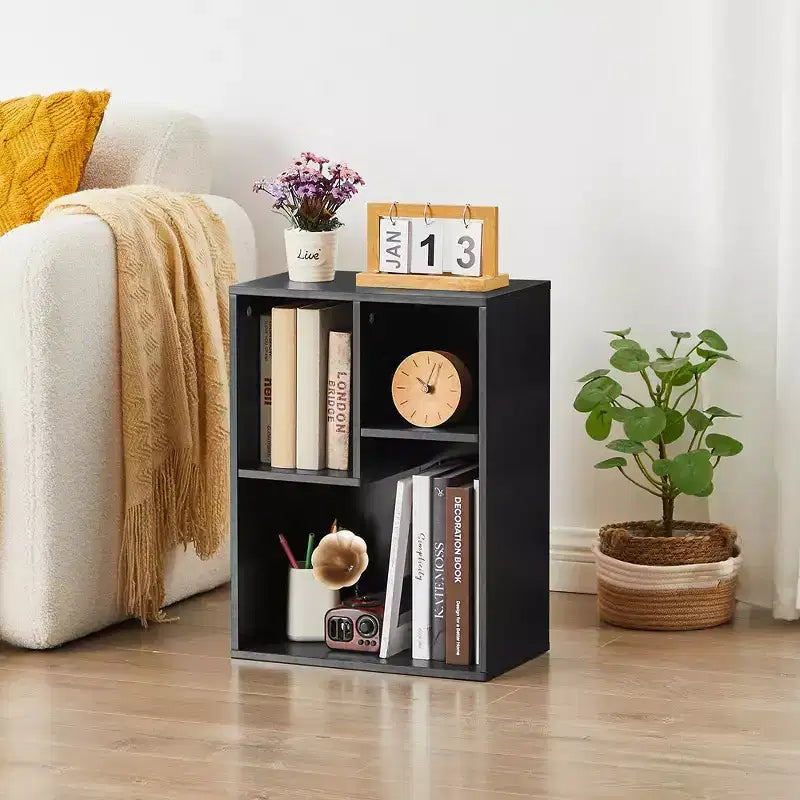 VECELO 3-Shelf Free Standing Bookcase for Home Office Living Room Open Display Organizer Storage Bookshelf, Oak Finish Decor Furniture
