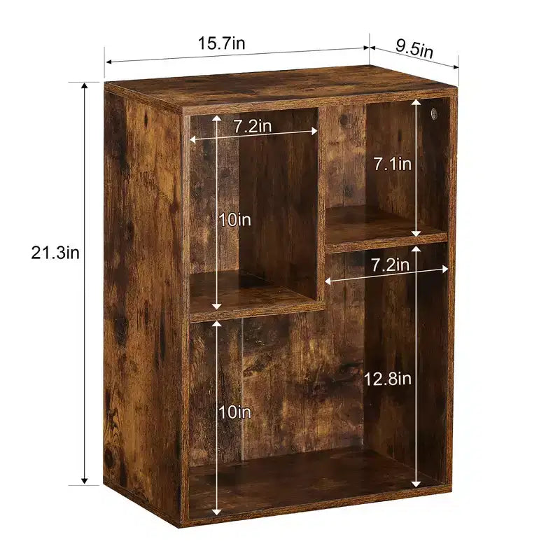 VECELO 3-Shelf Free Standing Bookcase for Home Office Living Room Open Display Organizer Storage Bookshelf, Oak Finish Decor Furniture