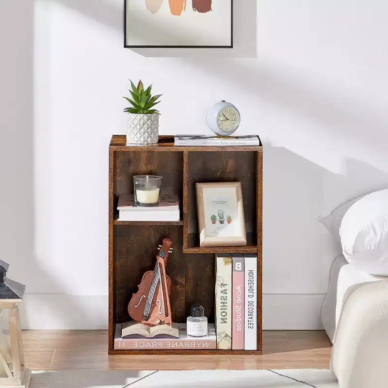 VECELO 3-Shelf Free Standing Bookcase for Home Office Living Room Open Display Organizer Storage Bookshelf, Oak Finish Decor Furniture