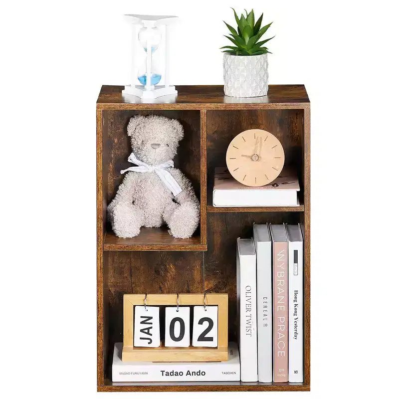 VECELO 3-Shelf Free Standing Bookcase for Home Office Living Room Open Display Organizer Storage Bookshelf, Oak Finish Decor Furniture