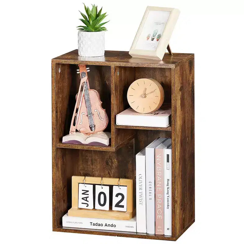 VECELO 3-Shelf Free Standing Bookcase for Home Office Living Room Open Display Organizer Storage Bookshelf, Oak Finish Decor Furniture