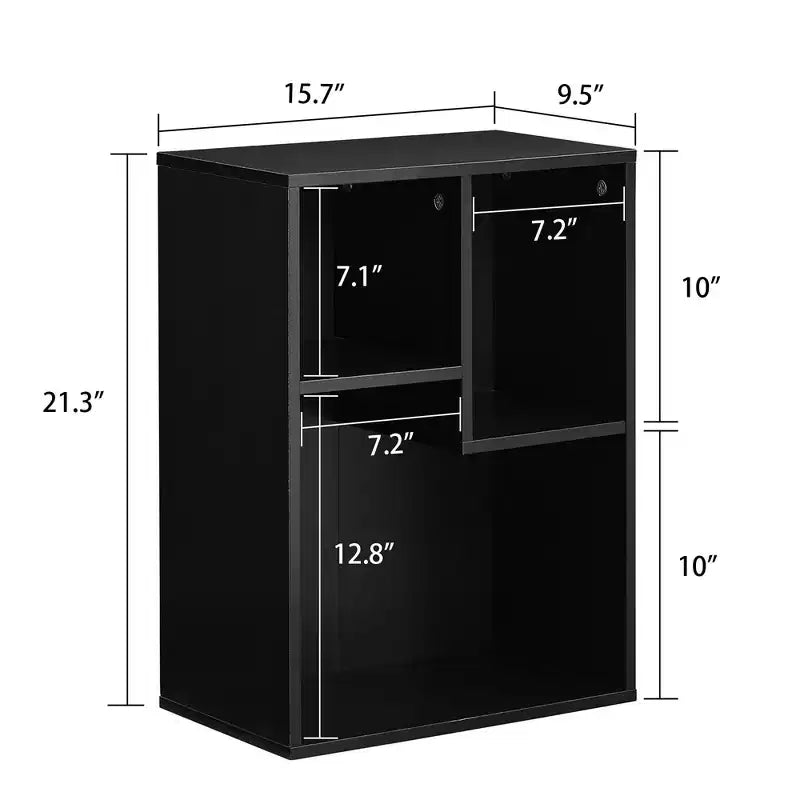 VECELO 3-Shelf Free Standing Bookcase for Home Office Living Room Open Display Organizer Storage Bookshelf, Oak Finish Decor Furniture