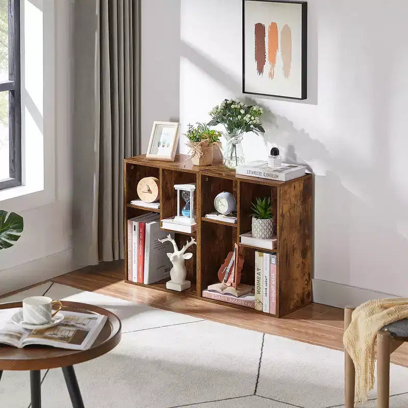 VECELO 3-Shelf Free Standing Bookcase for Home Office Living Room Open Display Organizer Storage Bookshelf, Oak Finish Decor Furniture