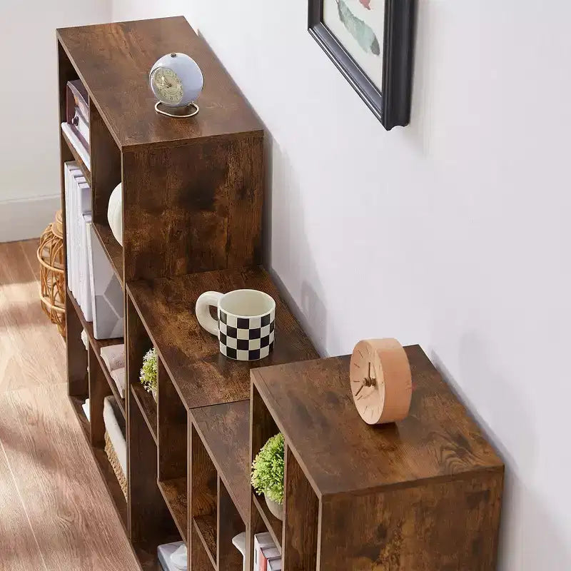 VECELO 3-Shelf Free Standing Bookcase for Home Office Living Room Open Display Organizer Storage Bookshelf, Oak Finish Decor Furniture