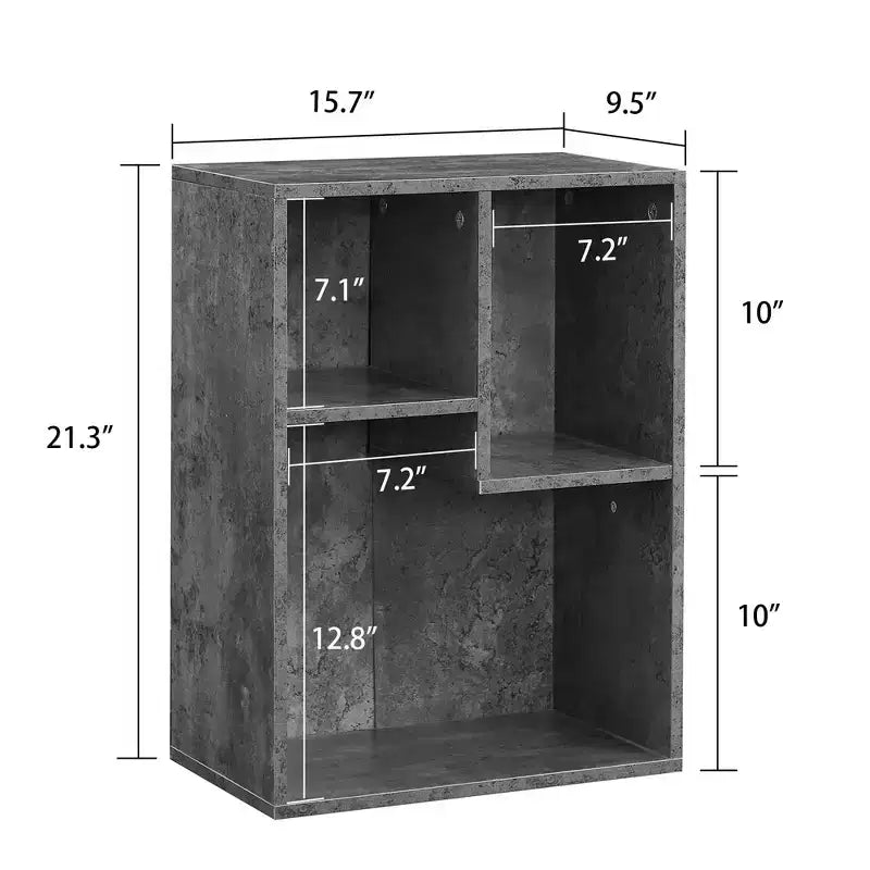 VECELO 3-Shelf Free Standing Bookcase for Home Office Living Room Open Display Organizer Storage Bookshelf, Oak Finish Decor Furniture