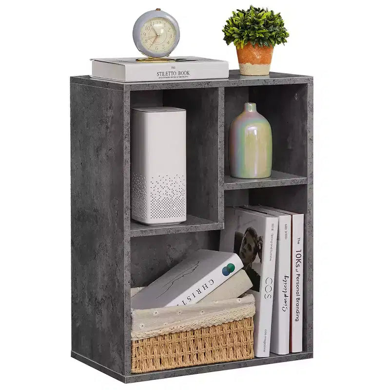 VECELO 3-Shelf Free Standing Bookcase for Home Office Living Room Open Display Organizer Storage Bookshelf, Oak Finish Decor Furniture