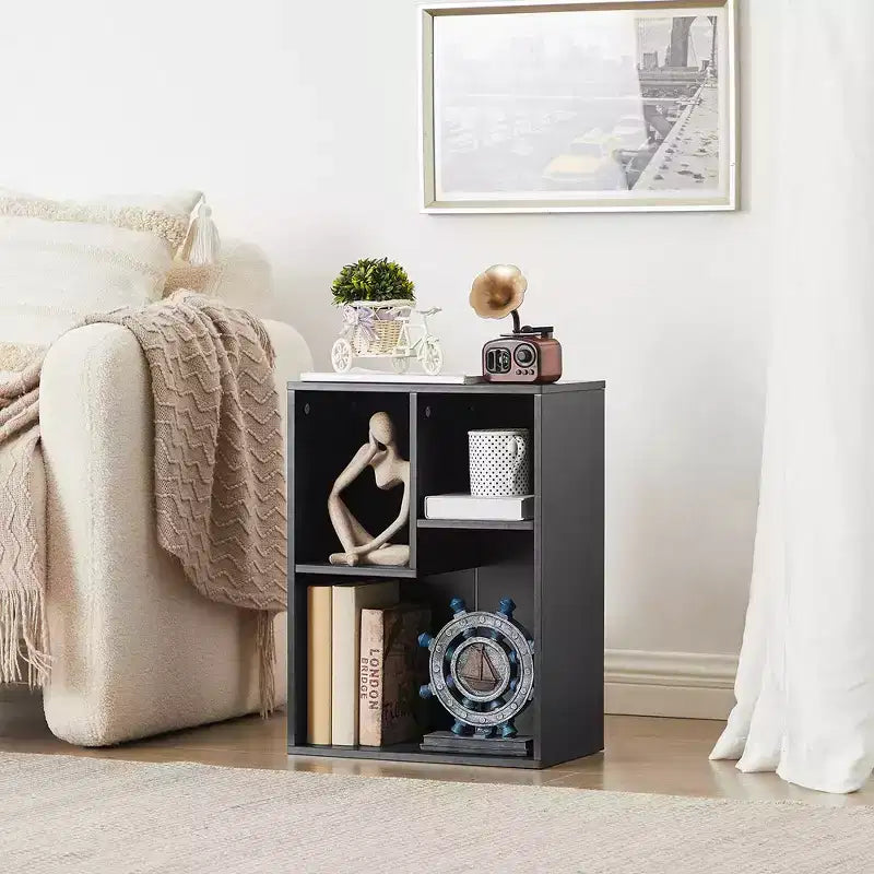 VECELO 3-Shelf Free Standing Bookcase for Home Office Living Room Open Display Organizer Storage Bookshelf, Oak Finish Decor Furniture