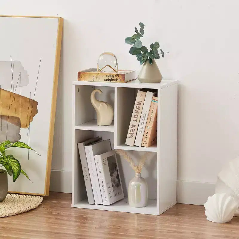 VECELO 3-Shelf Free Standing Bookcase for Home Office Living Room Open Display Organizer Storage Bookshelf, Oak Finish Decor Furniture