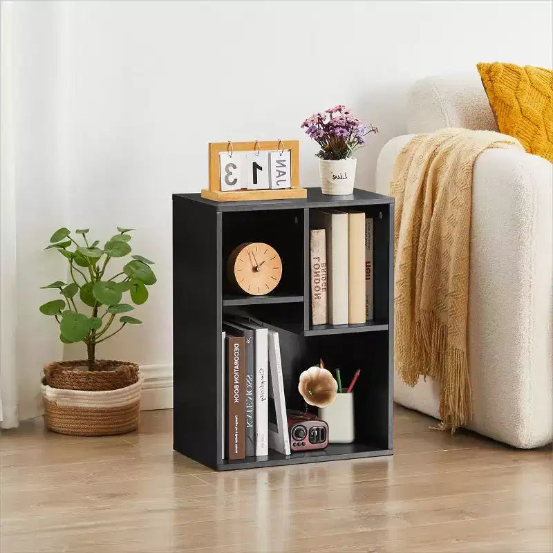VECELO 3-Shelf Free Standing Bookcase for Home Office Living Room Open Display Organizer Storage Bookshelf, Oak Finish Decor Furniture
