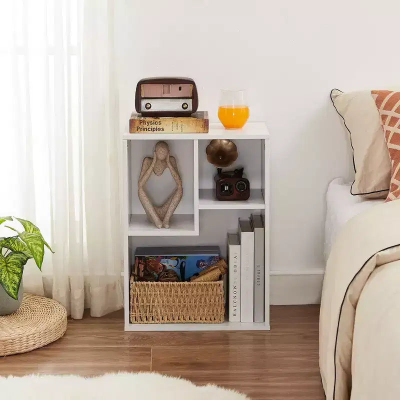 VECELO 3-Shelf Free Standing Bookcase for Home Office Living Room Open Display Organizer Storage Bookshelf, Oak Finish Decor Furniture