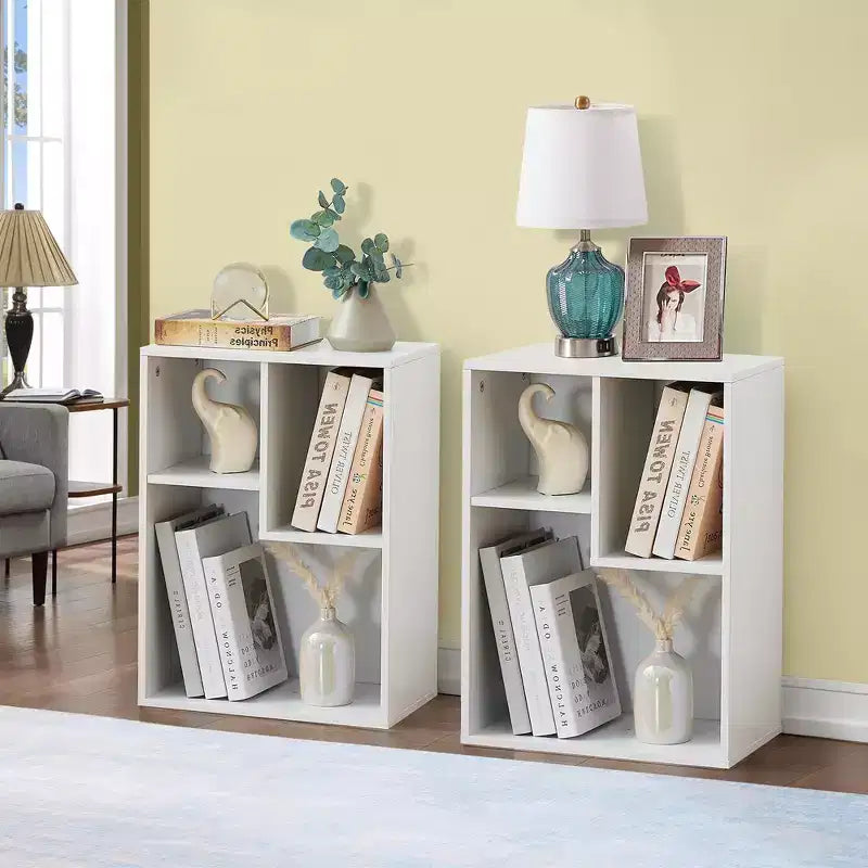 VECELO 3-Shelf Free Standing Bookcase for Home Office Living Room Open Display Organizer Storage Bookshelf, Oak Finish Decor Furniture